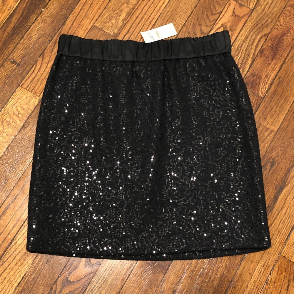 NWT Black LOFT Sequin Mini Skirt - Elastic Waist